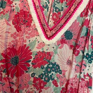 Poupette St. Barth Pink and Green Floral Dress